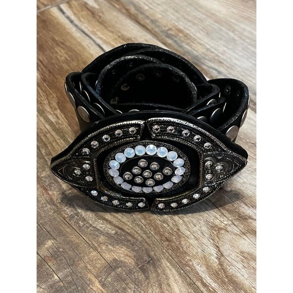 Leatherock Black Studded Belt Concho Style - Picture 1 of 5